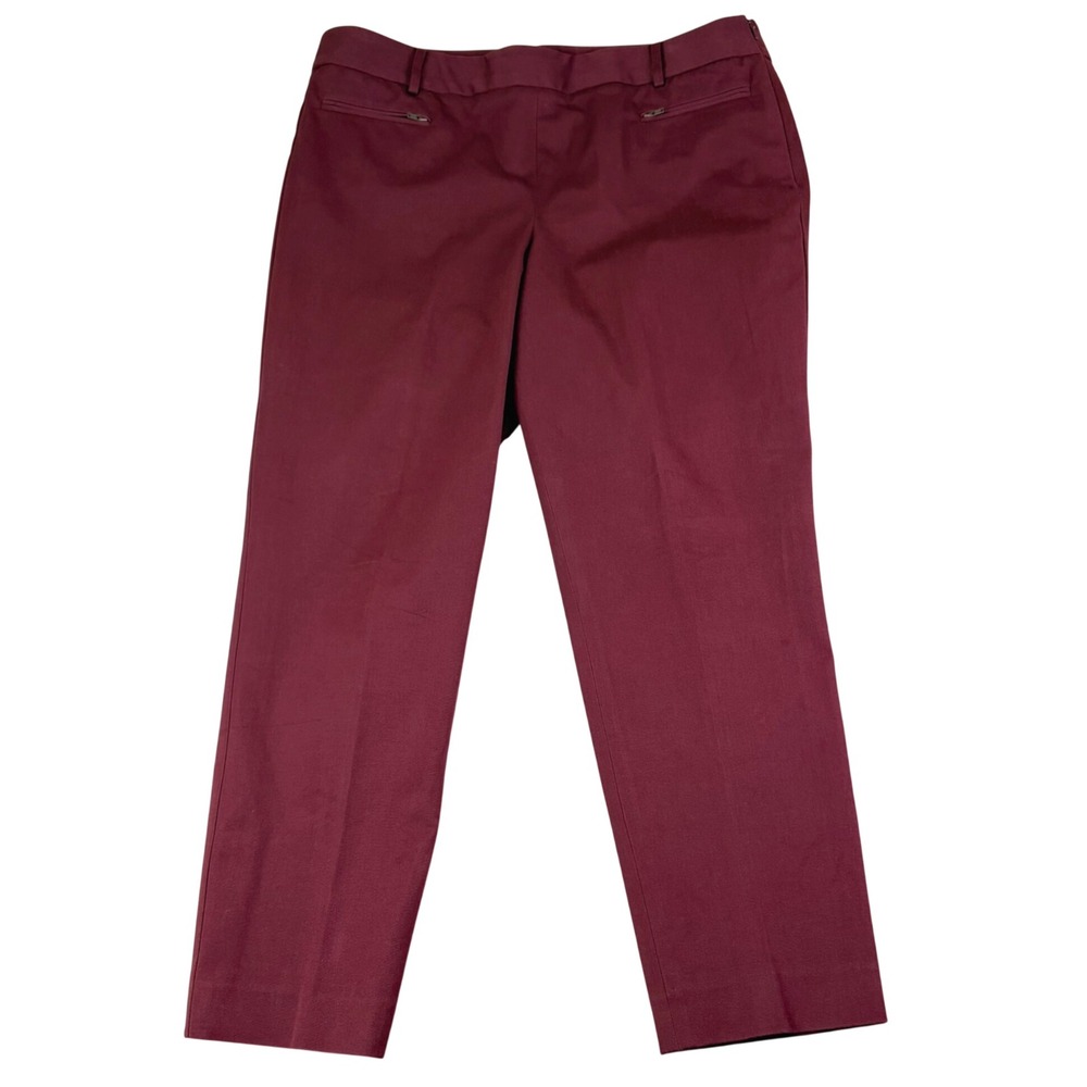 Talbots 16 Burgundy Chatham Ankle Pants Side Zip Stretch Career Business Casual
